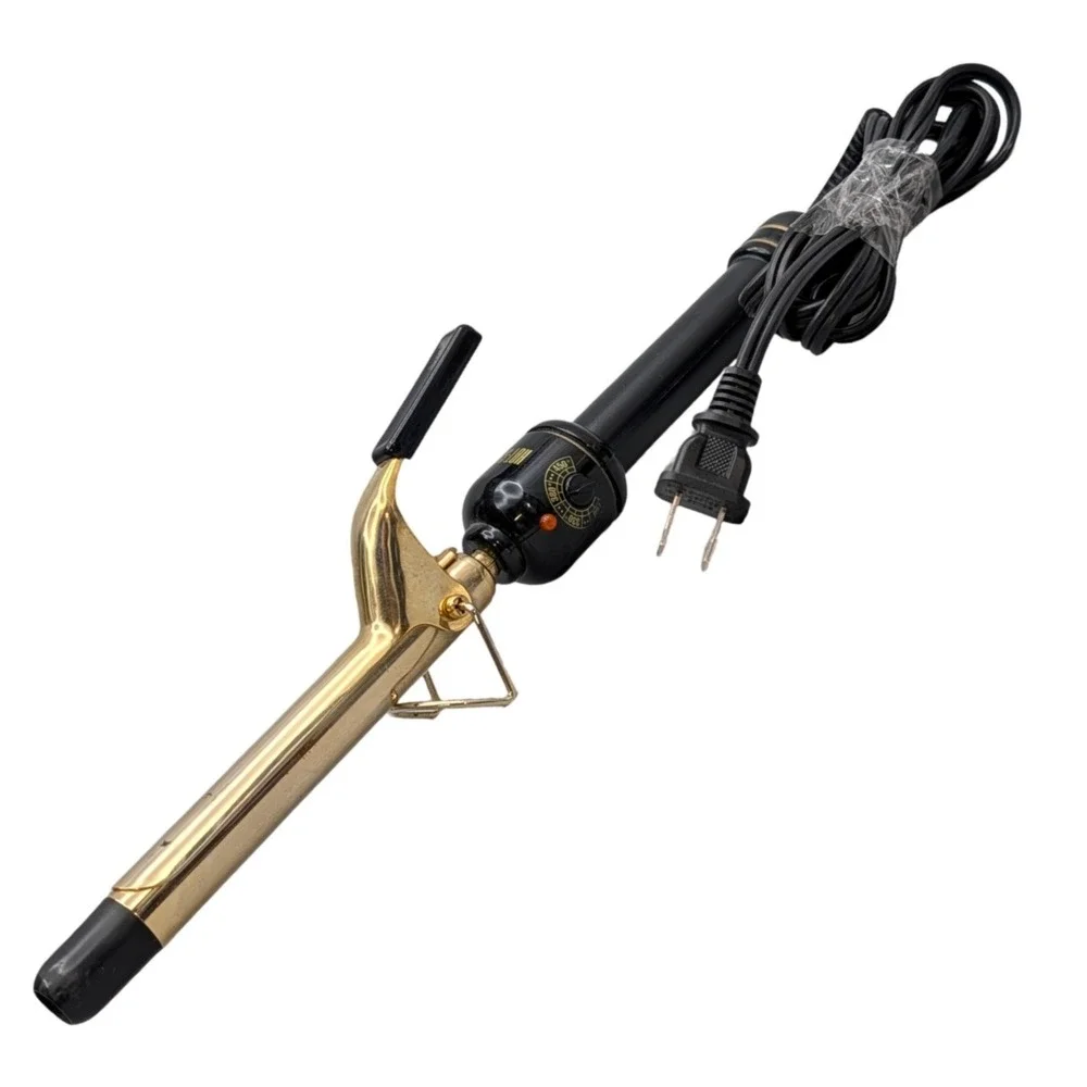Hot Shot Tools Curling Iron 1003 Gold Black Professional Hair Styler 1 Inch